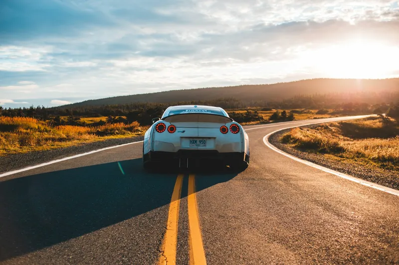On the mountain road at golden hour